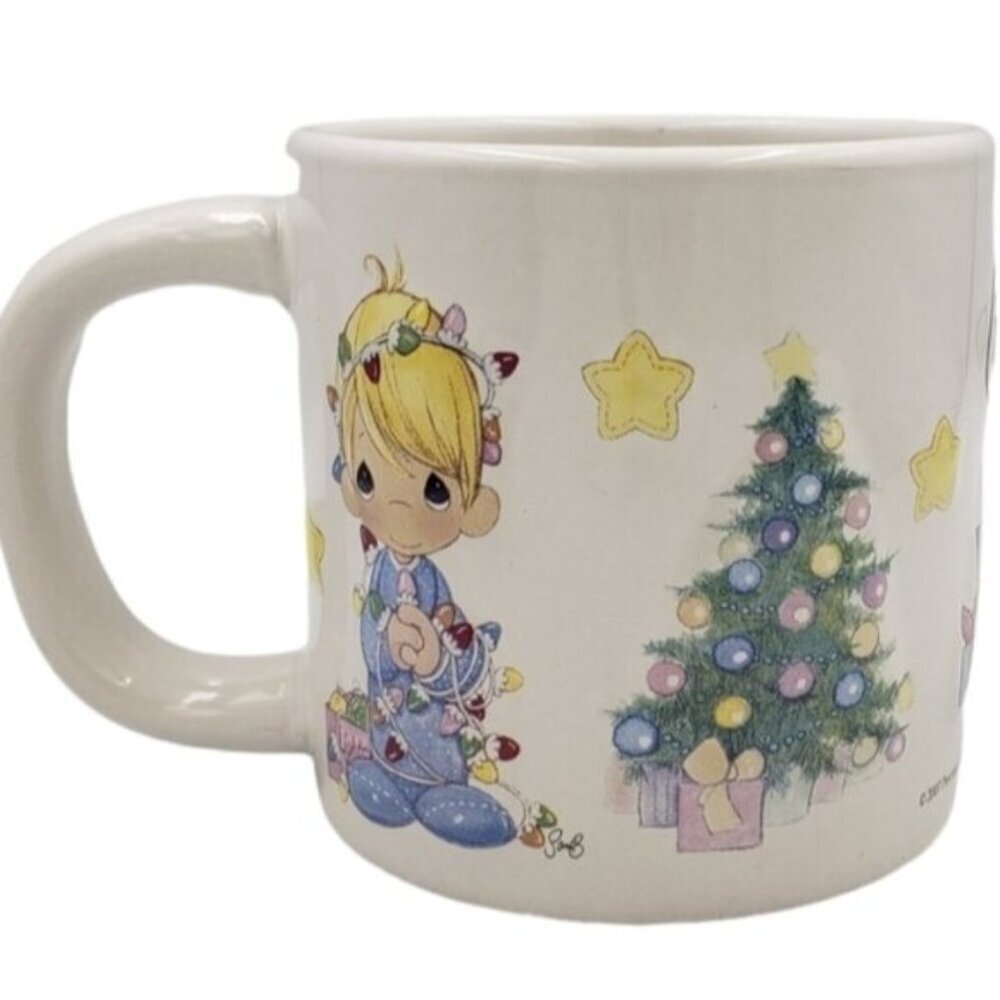 🔷️Precious Moments Large Christmas Mug 3D Raised Images 2007 20 Ounce